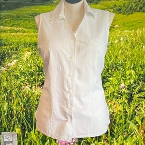 Sleeveless White Button-Up Women's Top